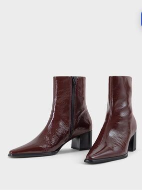 Vagabond Glossy Burgundy Patent Ankle Boots